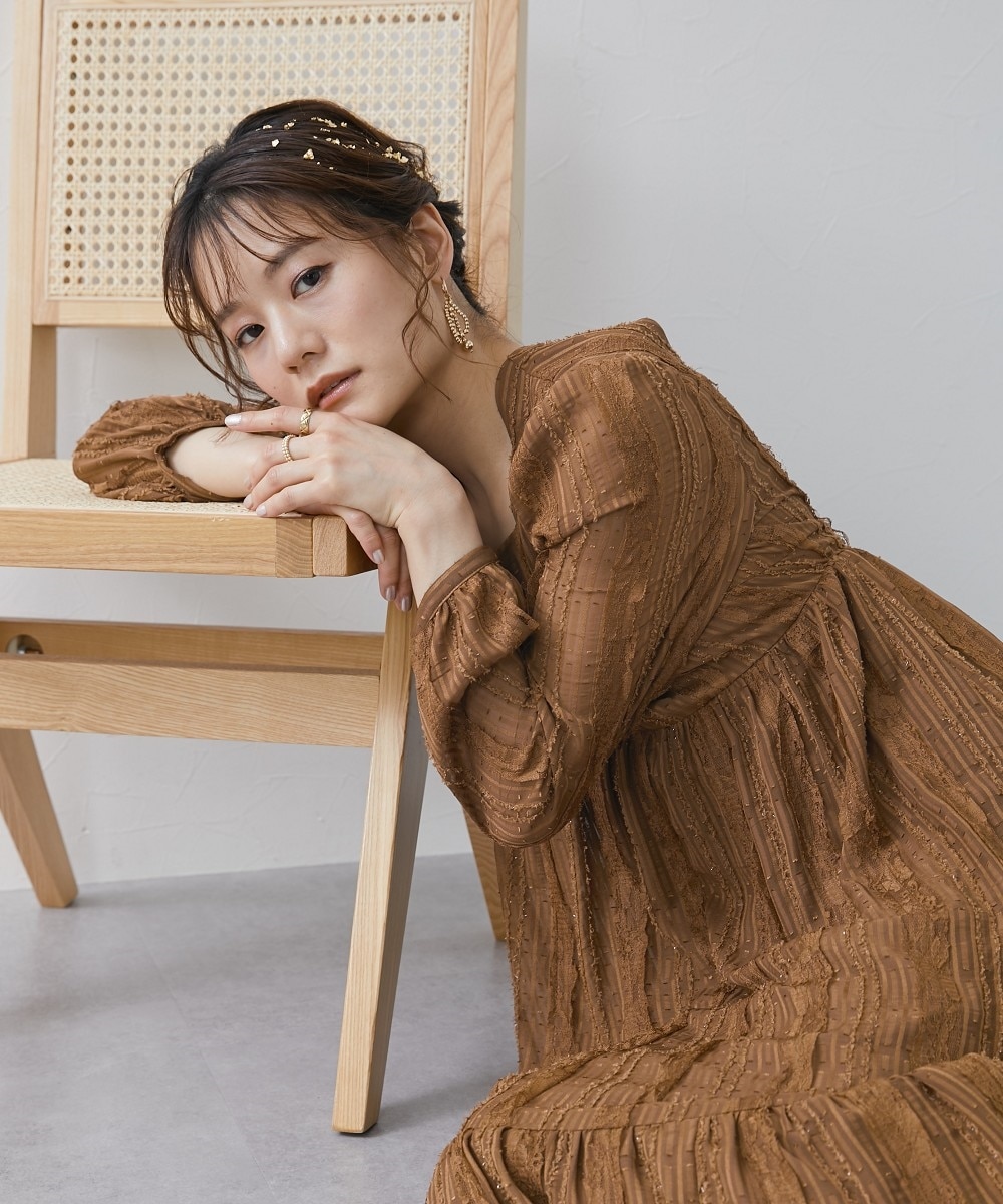 結婚式・パーティー・オケージョンドレス】カットジャガード切り替え