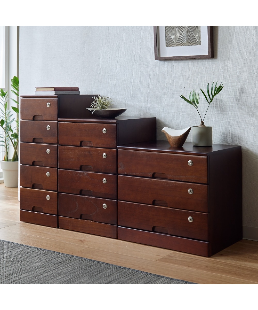 民芸家具和箪笥2点セット（三段四つ引き＋引き戸チェスト）木製桐材