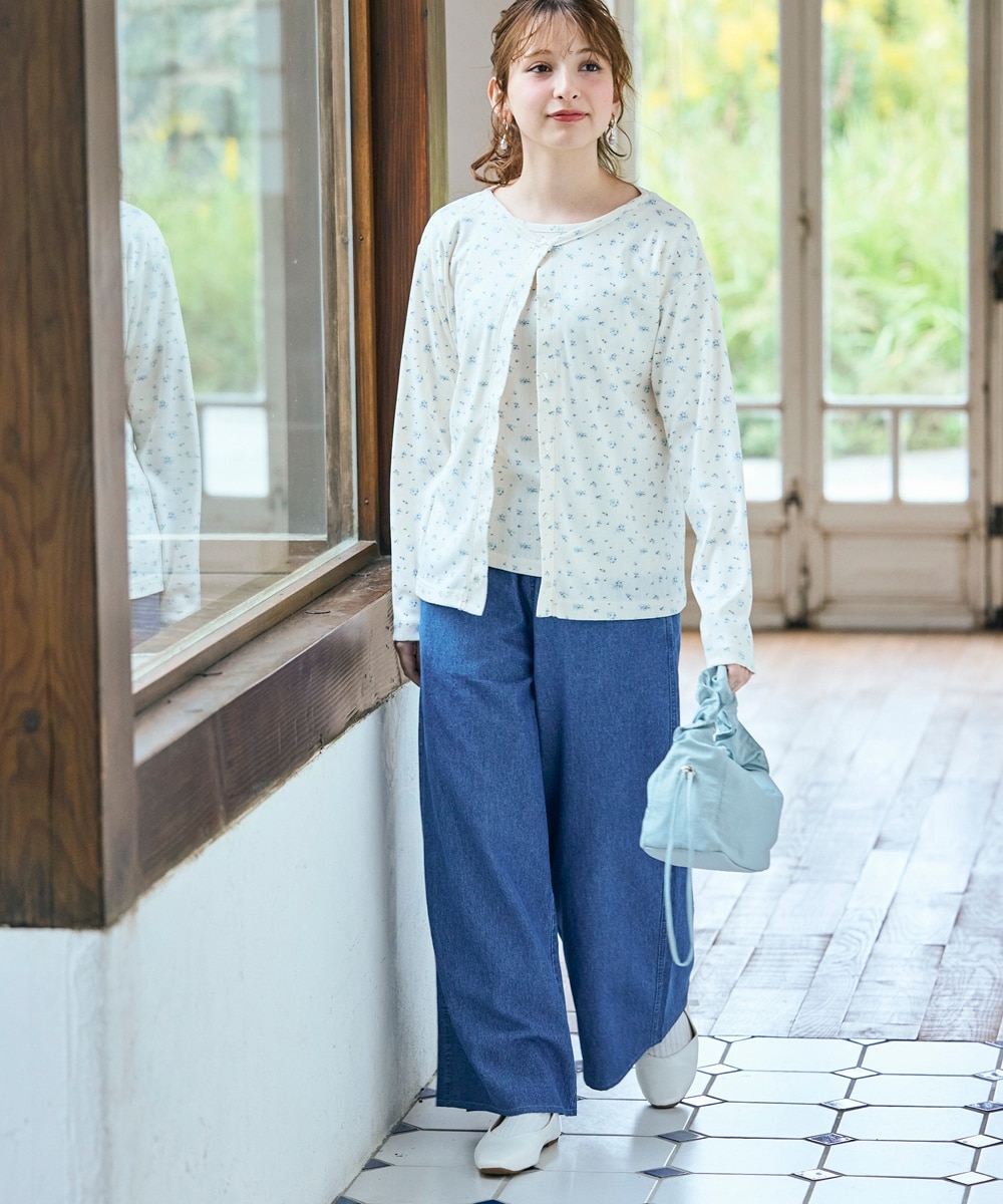 大きいサイズ＞綿100％楽ちんデニムガウチョパンツ（ゆったりヒップ