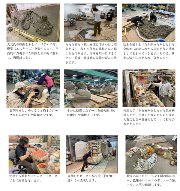 世界的漫画家 大友克洋氏が原画・監修の大型陶板レリーフ「Procession