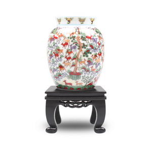 中国美術品 故宮博物院文物遺跡品 金色の花瓶デザイン折りたたみ屏風