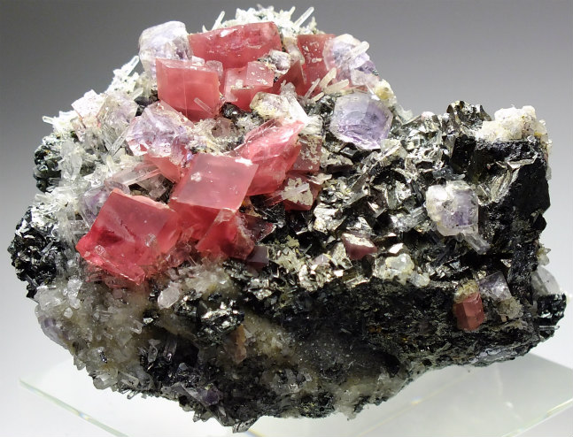 コロラド州産 ロードクロサイト・フローライト・水晶・カルサイト