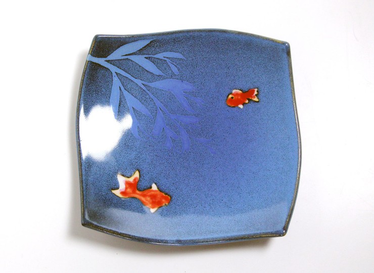 四角銘々皿（金魚）【陶器製】 | 布引焼窯元