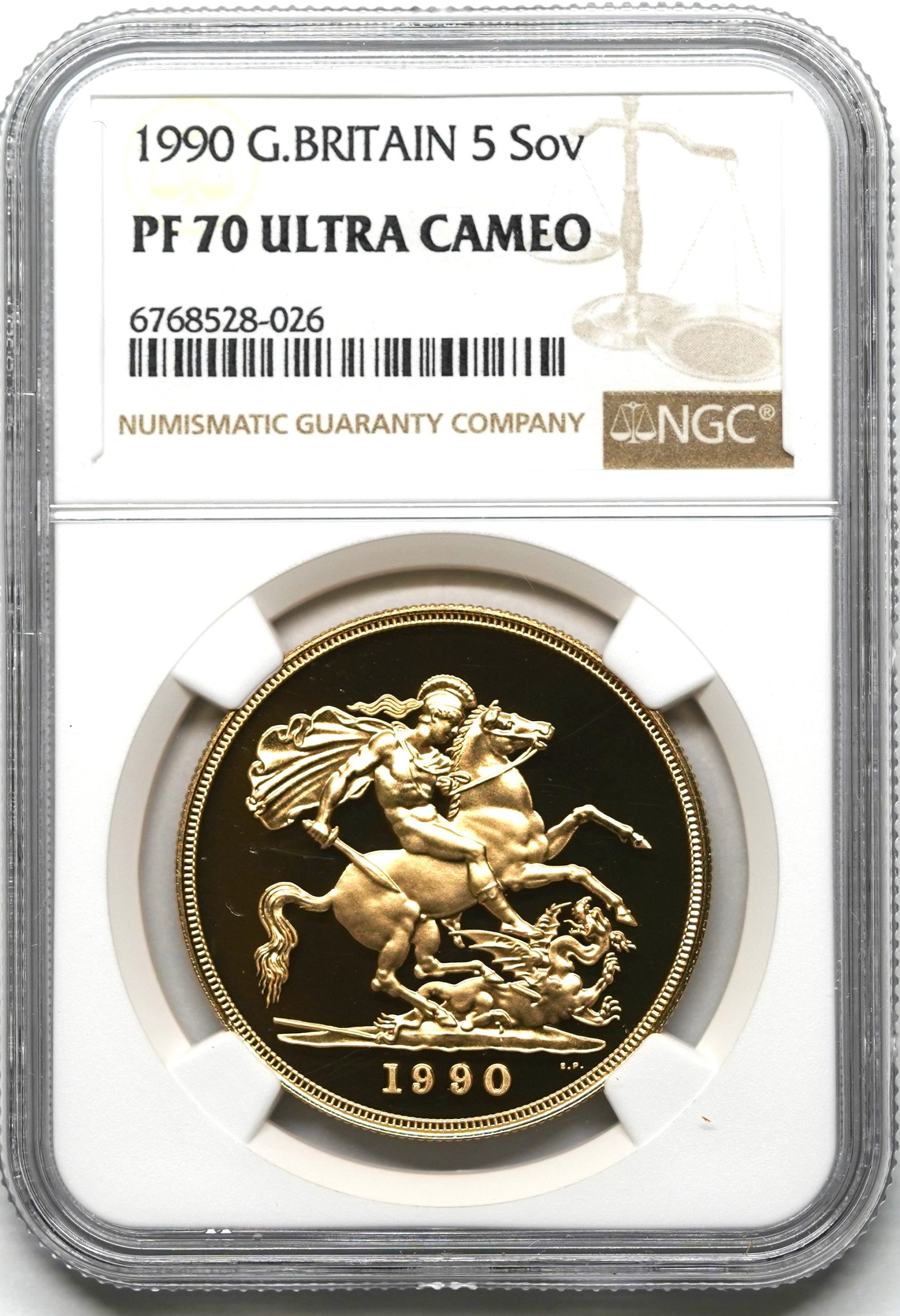 Sold】1990年 エリザベス2世 5ポンド金貨 PF70UCAM NGC | ソブリン