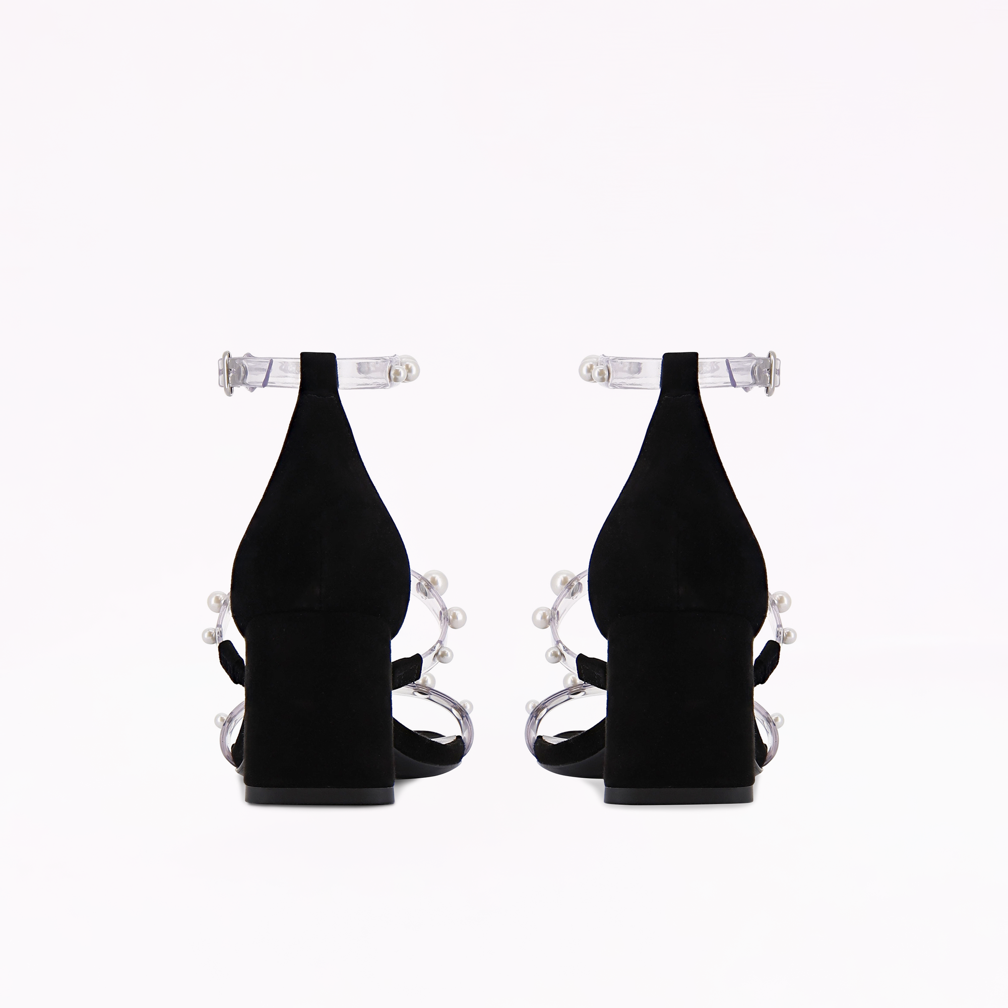 Rosalind Black Suede Pearl Mid Block Sandal – Sophia Webster