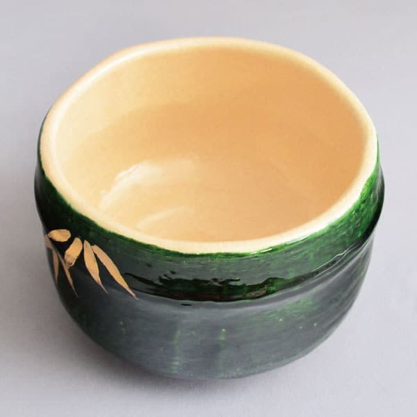 大野桂山 作 青楽竹茶碗(内 香炉釉) of 茶の湯 墨東清友館 茶道具専門
