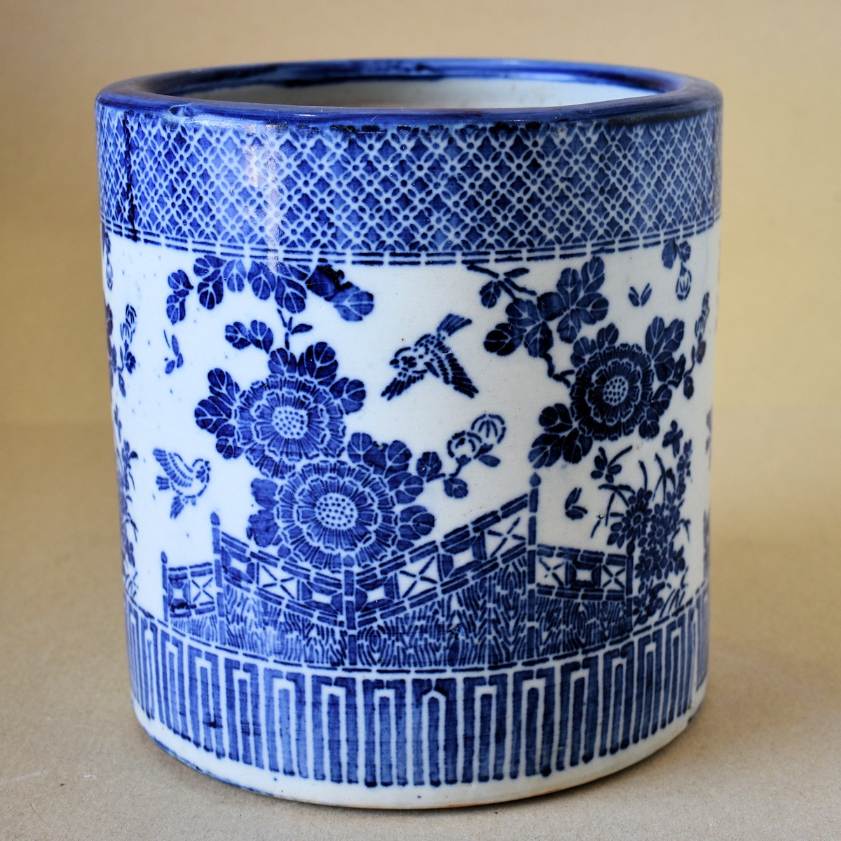 火鉢と炭道具の販売 骨董 斎明堂 / 染付火鉢（小型）