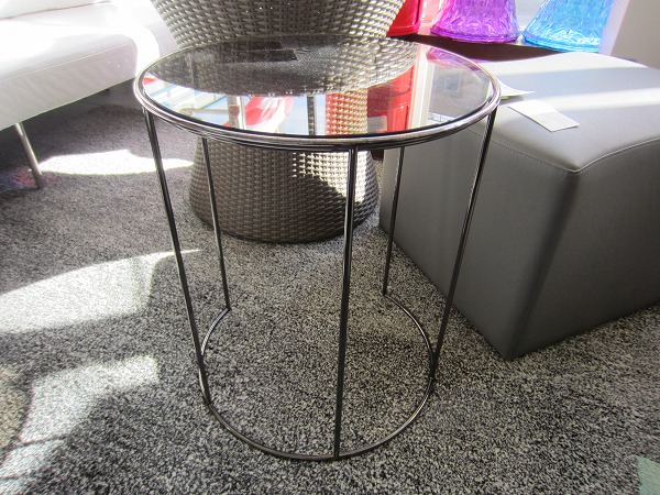 アルフレックス□CLIPS ラウンド サイドテーブル 直径40cm ガラス 黒