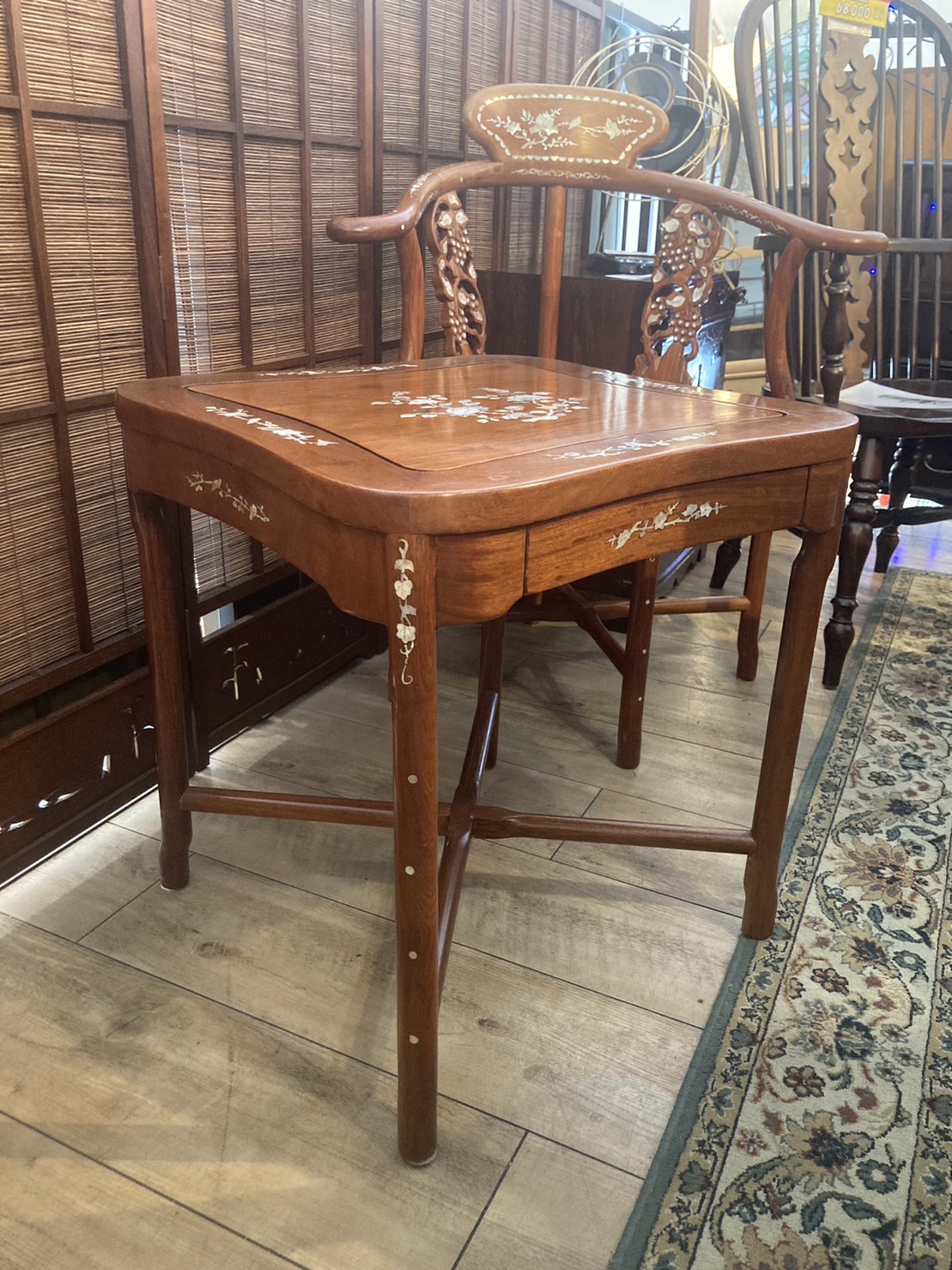 唐木 螺鈿(らでん)細工 テーブル チェア2脚セット＊買取ました