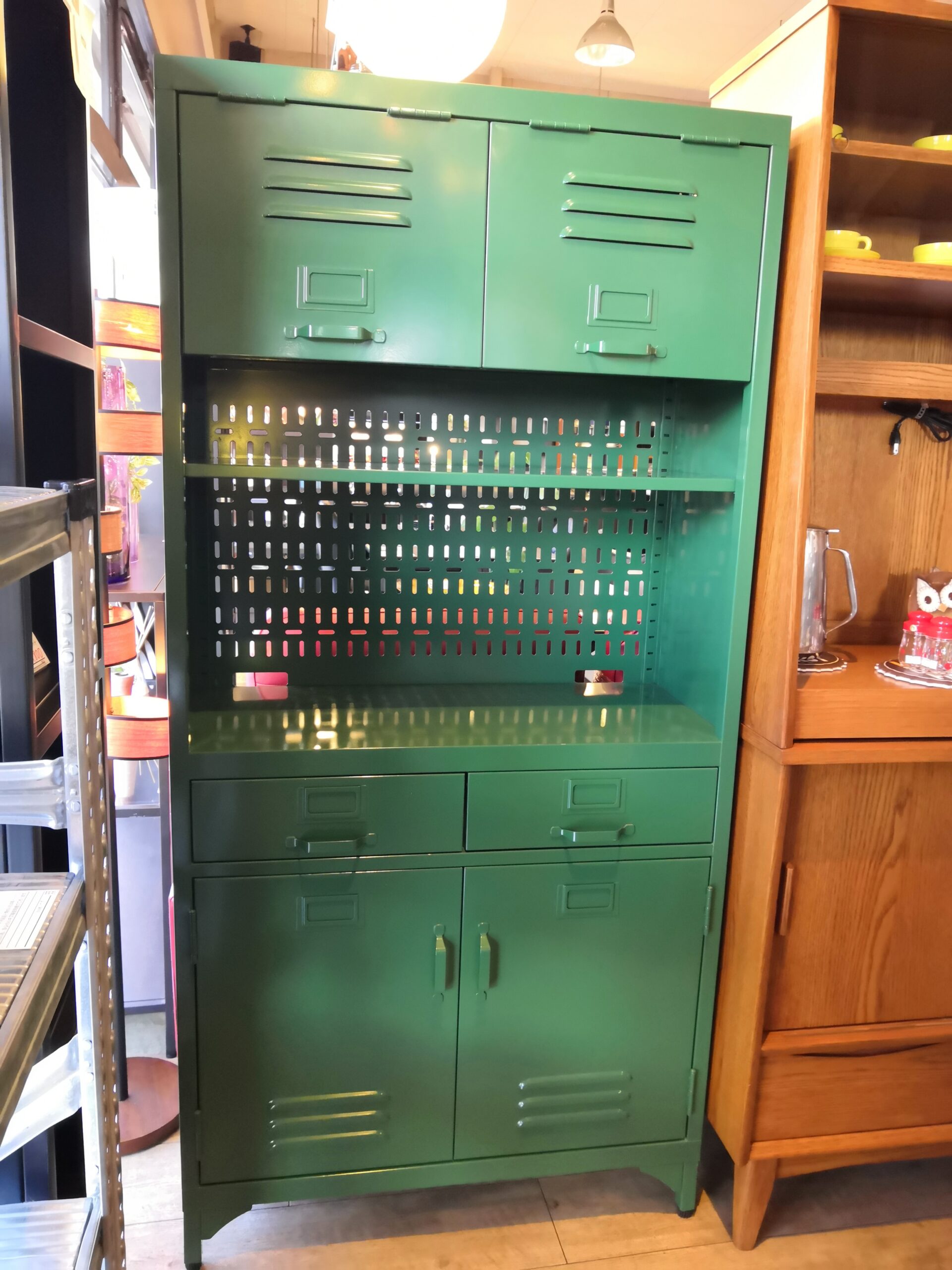 中古品】unico FUNC ファンク レトロモダン 無機質 スチール グリーン