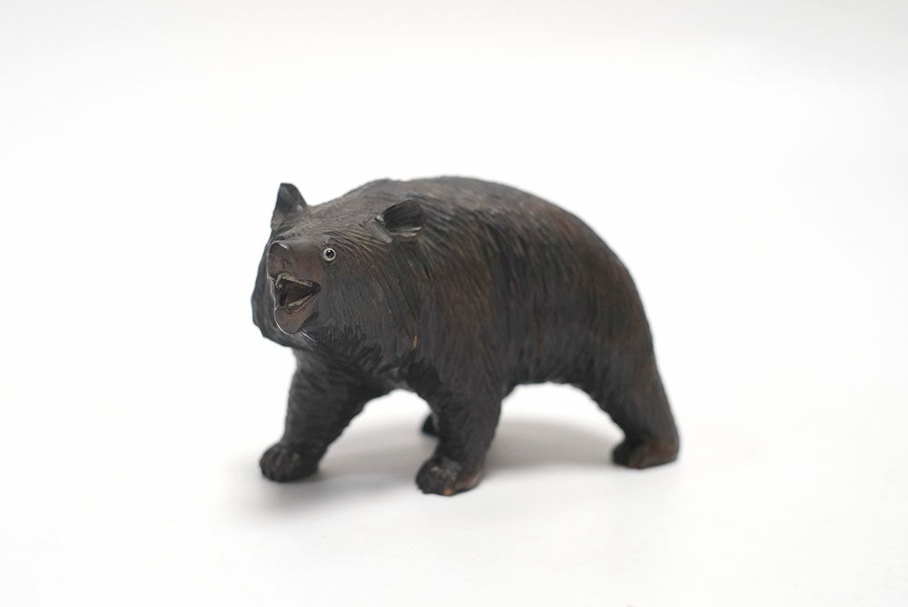 アンティーク雑貨/オブジェ 可愛らしい表情の木彫り熊 スイス 置物