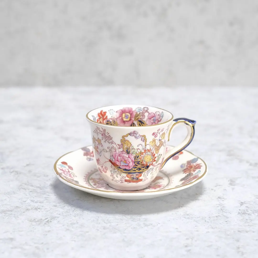 英国窯初期のアンティーク カップ ソーサー プレート シノワズリ c1880