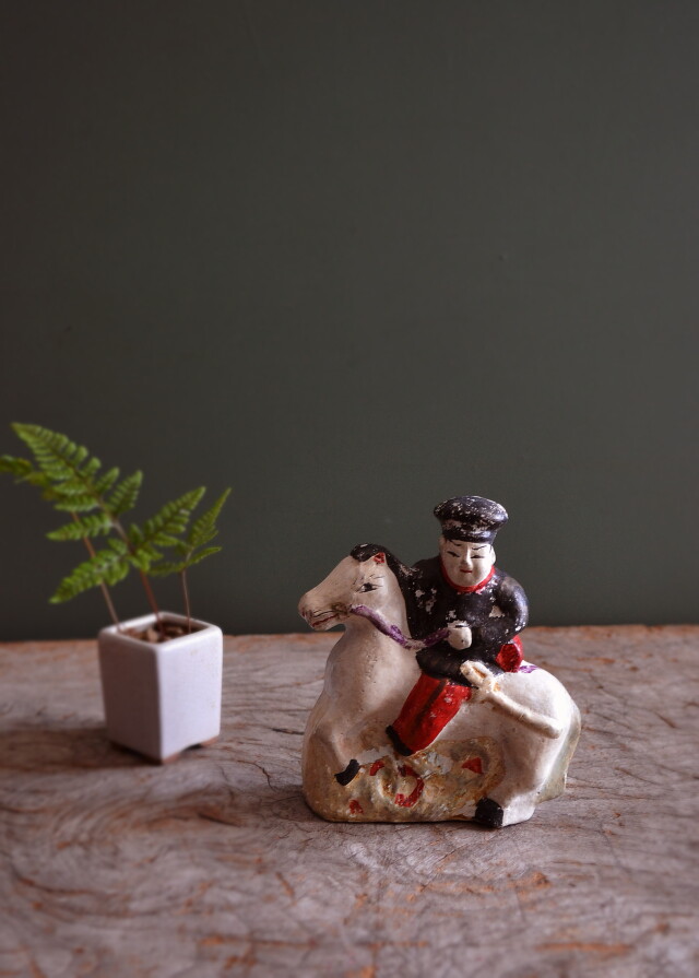 ファンキーな色 土人形 獅子と狛犬 郷土人形 民芸 古道具 アンティーク