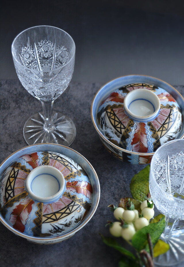 Antique Sam's Collection 色絵蓋付茶碗 五客組