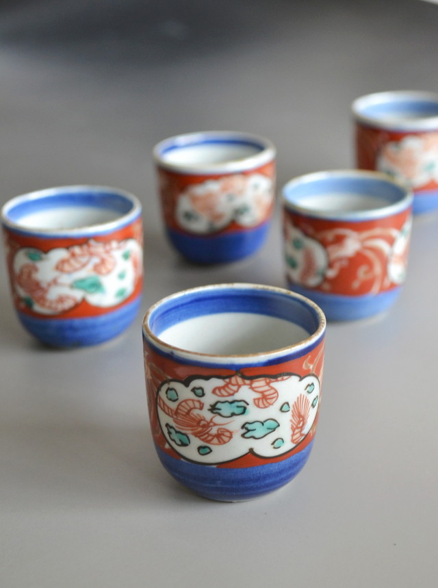 色絵角皿+猪口 5客 【公式通販】