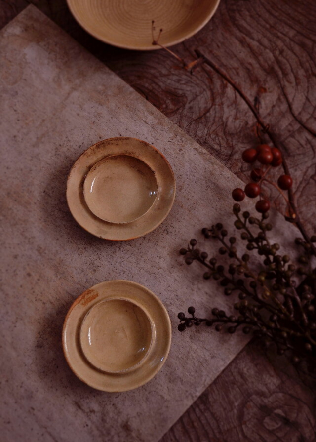 灯火器 油皿 黄瀬戸皿 小皿 灯明皿 たんころひょうそく 古道具 急須