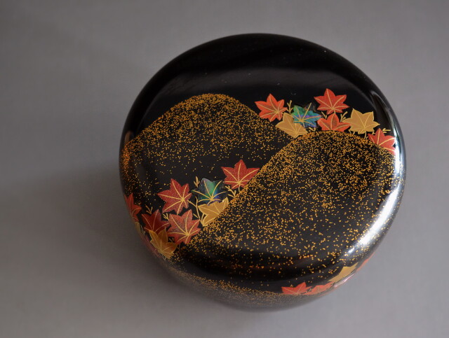 遠山紅葉蒔絵乾漆大棗 奥津一心斉作 茶道具 棗 秋茶道具 大棗