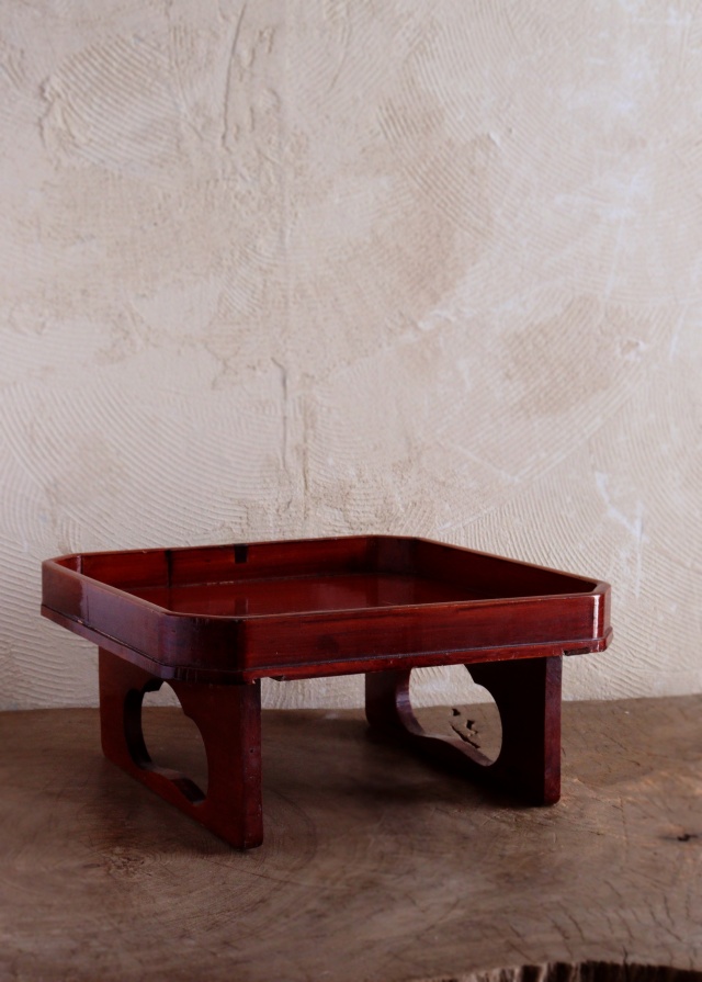 春慶塗り 足付き膳 大小 松透かし お盆 お膳 Antique Sam's Collection