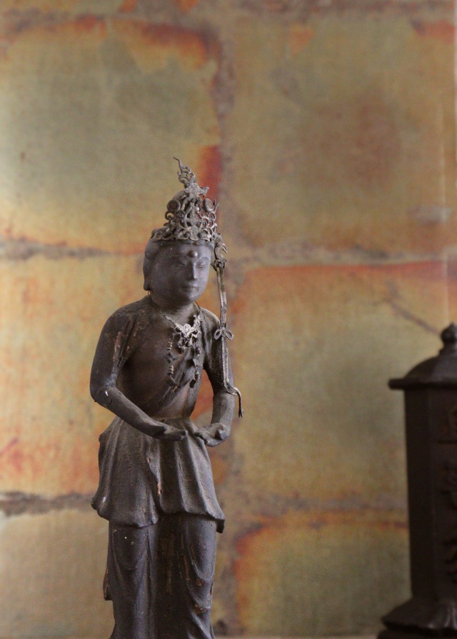 青磁 観音様 鶴夢荘 仏像 骨董 希少 青磁 観音様 鶴夢荘 仏像 骨董