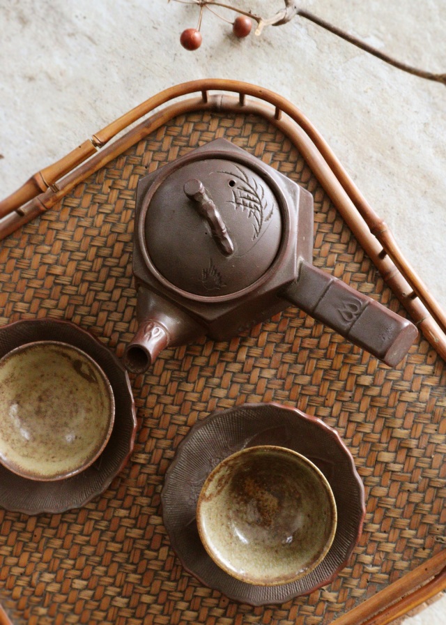 在銘萬古焼銀彩横手急須】 万古焼煎茶道具茶器茶具茶瓶茶