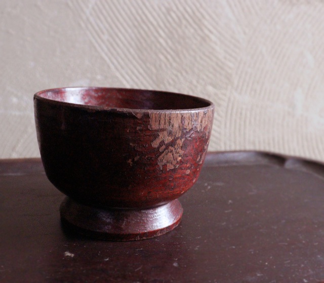 李朝 木盃 祭器 高坏 木杯 酒器 直径84mmAntique Sam's Collection