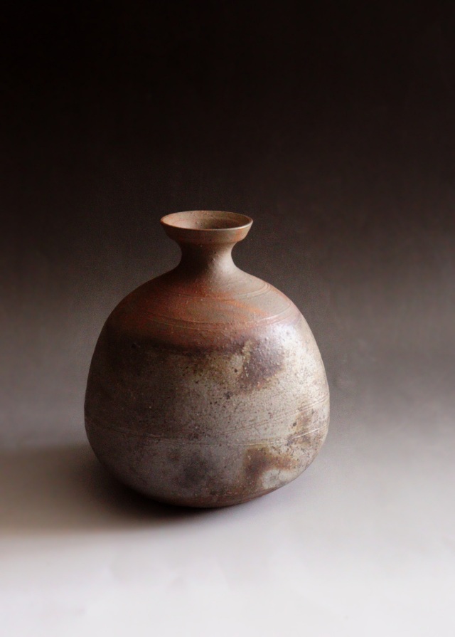 備前焼 壺 花器 備前焼き 俵型 扁壷花器 備前14代木村友敬作 興