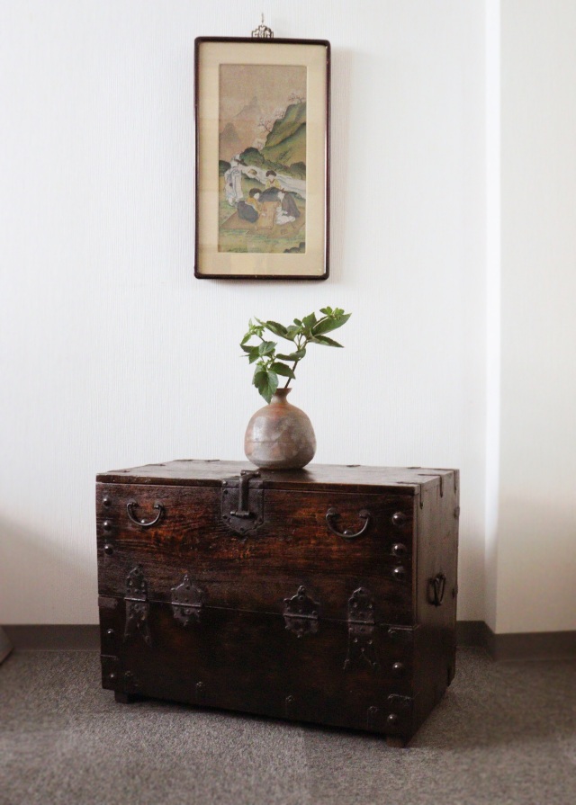 朝鮮李朝中国木製小さな踏み台肘掛花台スツール古民具骨董