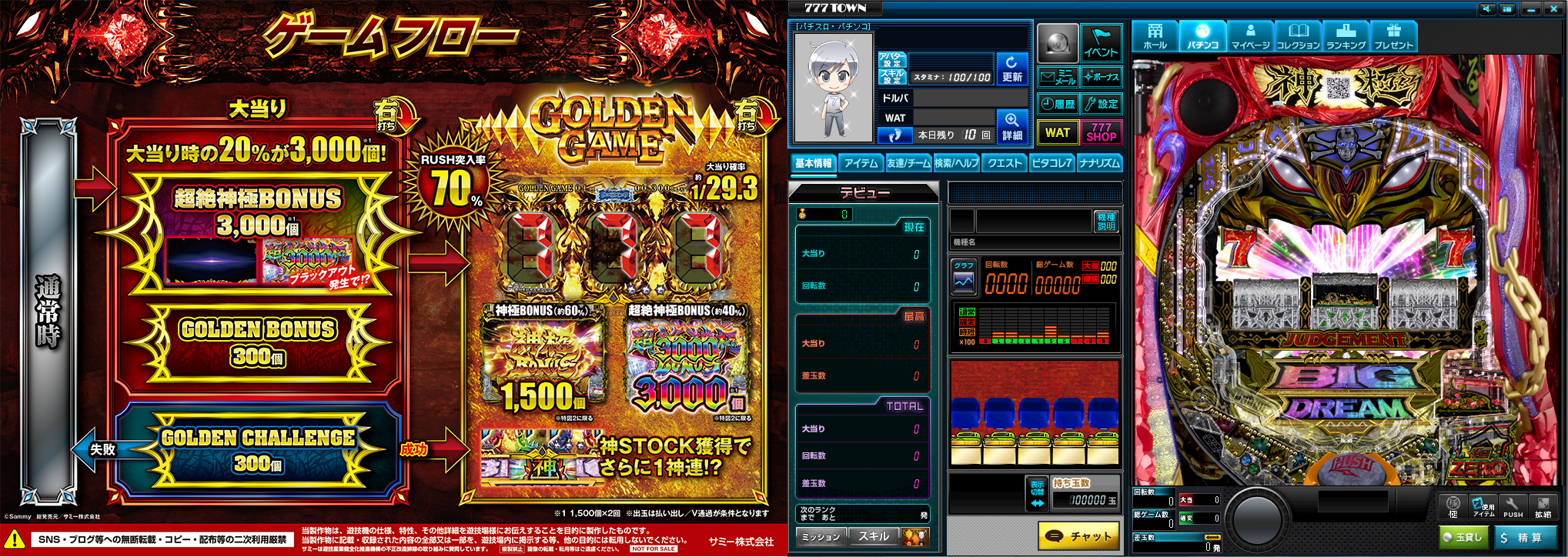 Pビッグドリーム3」がぱちんこ・パチスロオンラインゲーム「777TOWN