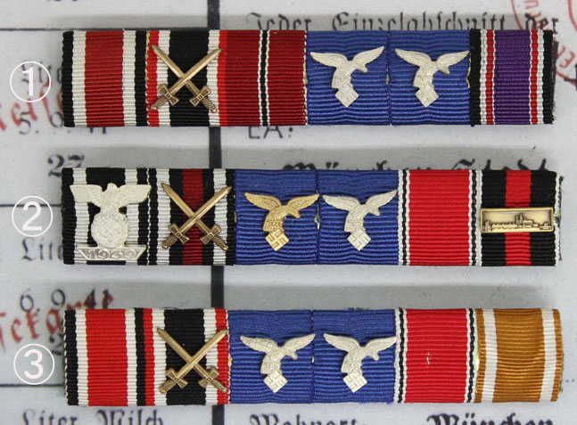 BWドイツ軍/連邦軍＊1957年制定4連略綬/リボンバー（実物） BW