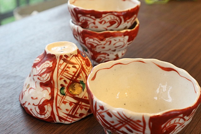 榛澤宏 汲出し ゆのみ 赤絵 陶器 赤絵ペルシャ段付き汲出し 山帰来