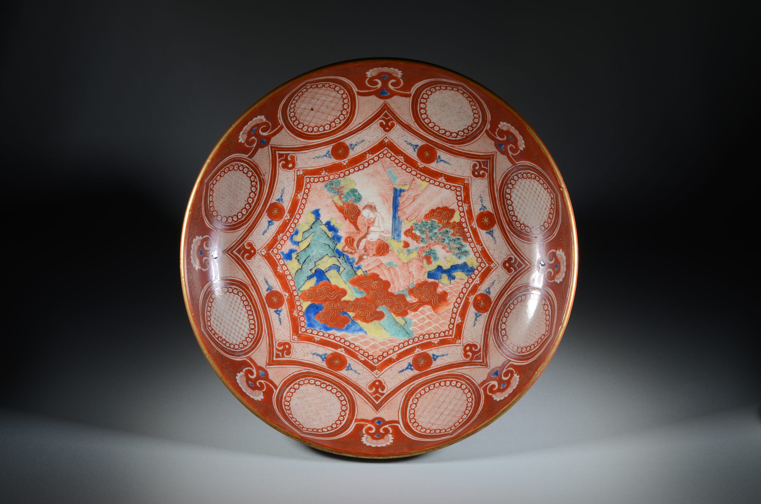 古九谷 赤絵 金彩 飯田屋 宮本屋窯 九谷焼 馬の図 アンティーク九谷焼