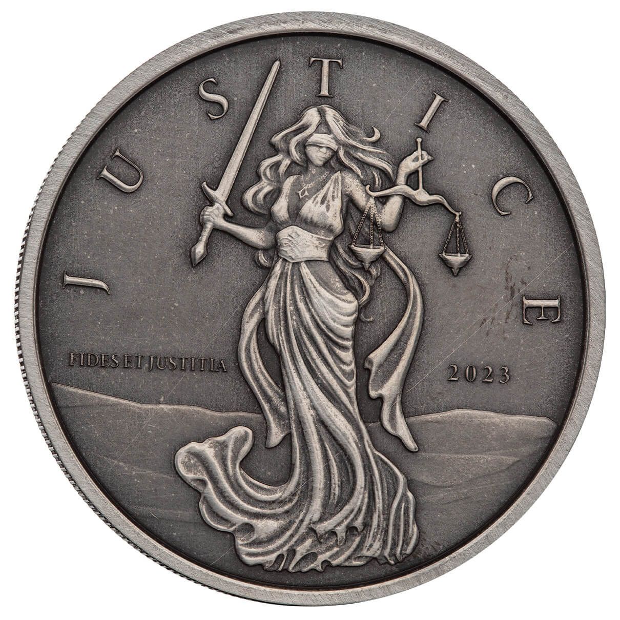 2023 Gibraltar Lady Justice 1 oz Silver Antique Coin