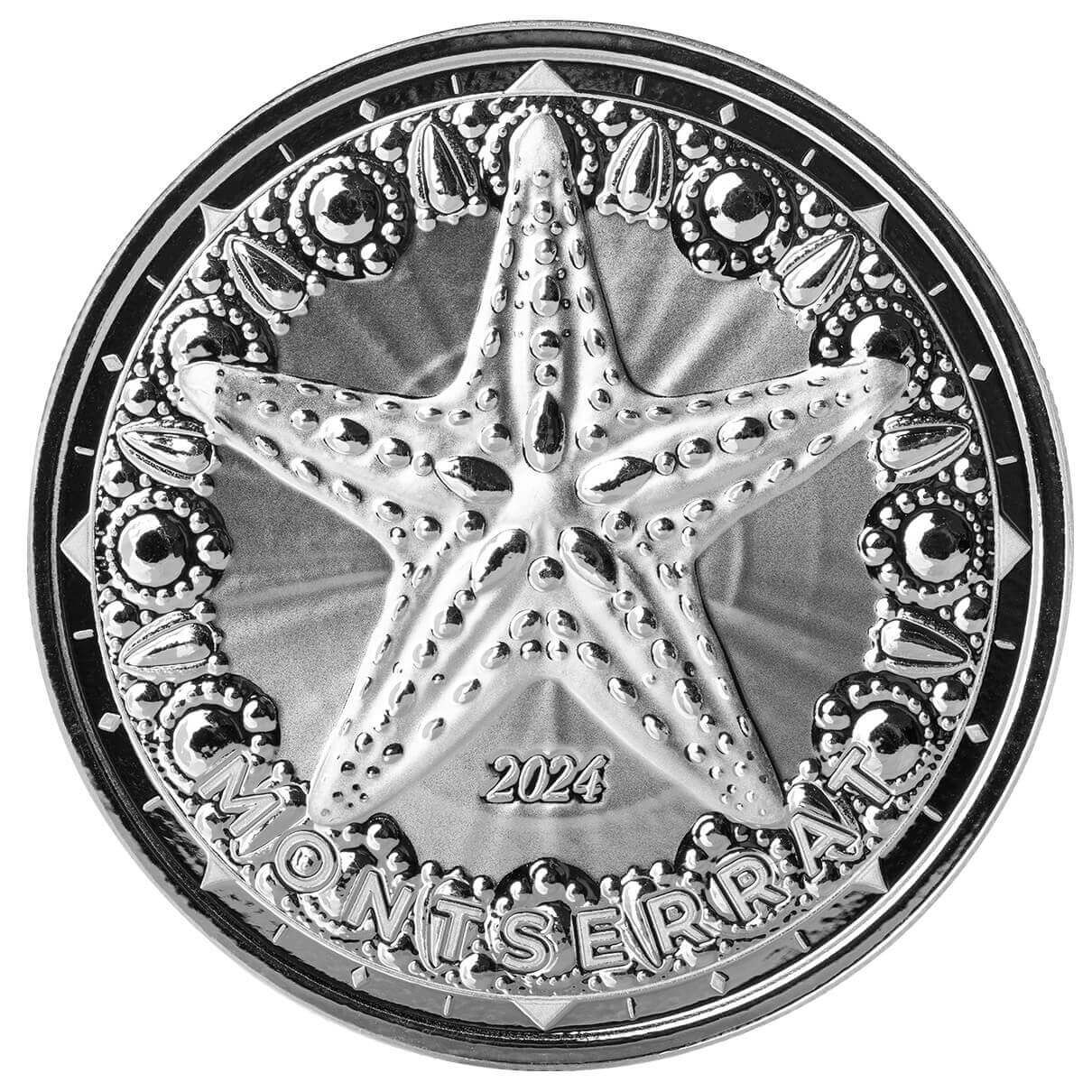 2024 EC8 Montserrat | Starfish 1 oz 999 Fine Silver Coin, Tube of