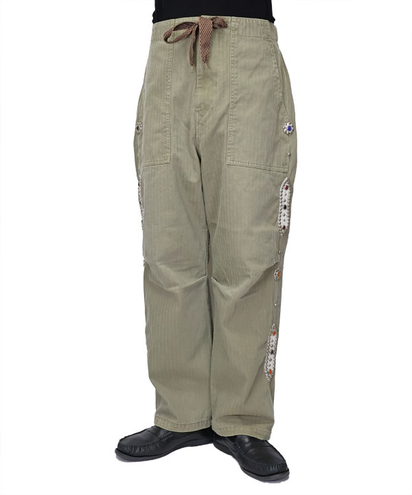 KAPITAL 3サイズ ヘリンボーン地 ストライプ柄 ピエロパンツ KAPITAL 3