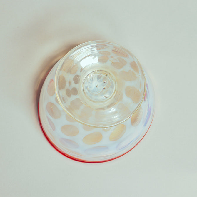 和ガラス金赤縁七宝繋文三色氷コップウラン足吹きガラス 950/○