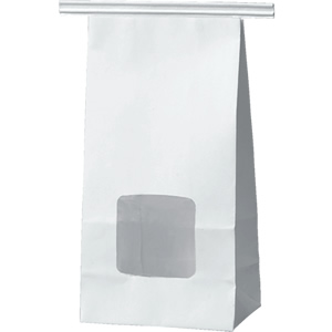 ワイヤー付角底袋 白 窓付 90×55×170: 袋・ラミネート袋｜包装資材