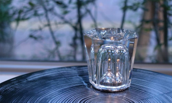 コバルトブルー カットガラスランプ コバルトブルー カットガラス