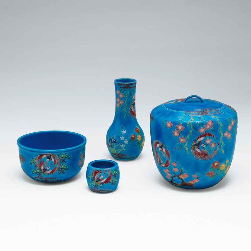 茶道具 皆具（かいぐ） 皆具 浅黄交趾 鳳凰草花 谷口 菁嵐 作 | 千年の