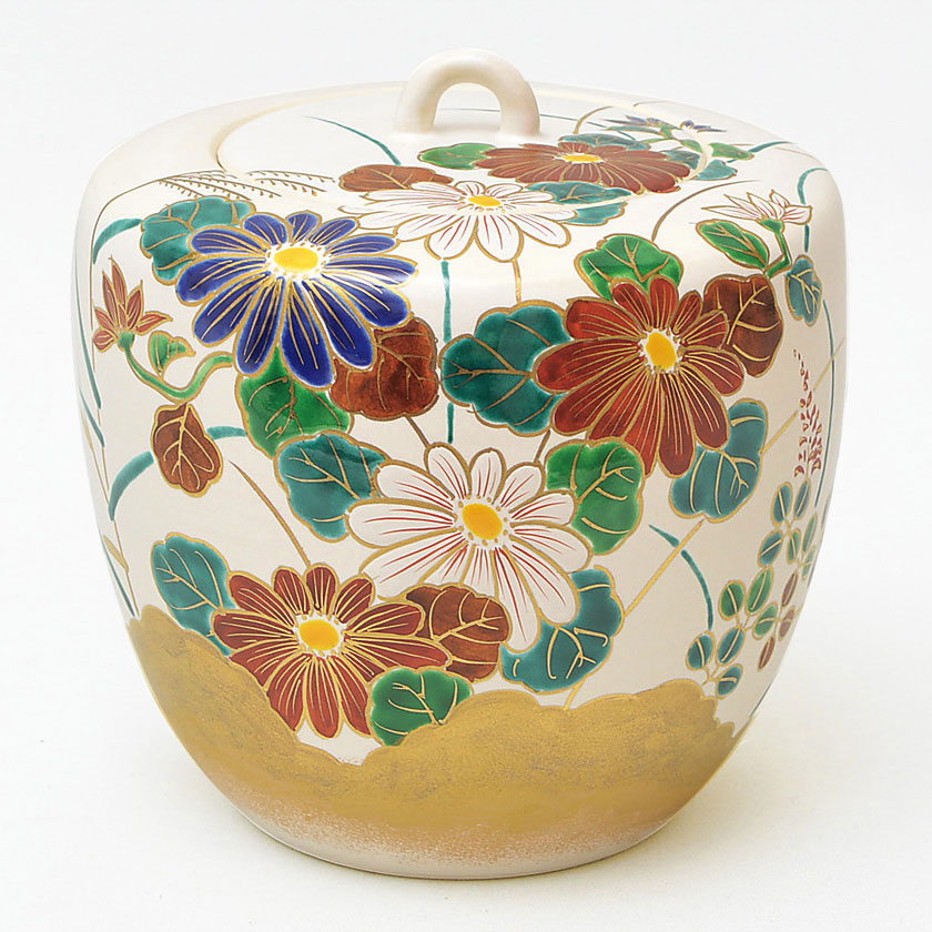 茶道具 水指（水差・みずさし） 水指 色絵 菊 加藤 ひろこ | 千年の