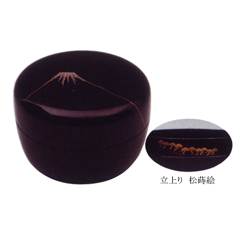 茶道具 薄茶器（うすちゃき） 乾漆 黒塗 富士山蒔絵 大平棗 （立上りに