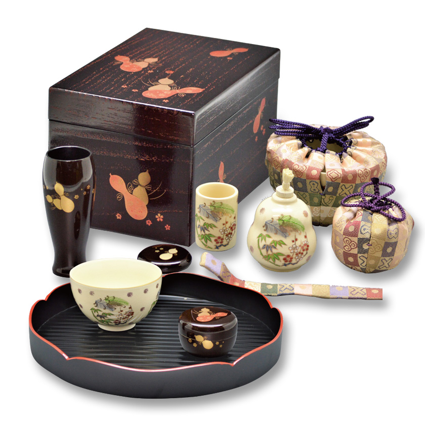茶道具 茶箱（ちゃばこ）セット 茶箱セット 花手前一式 溜 掻合塗 瓢