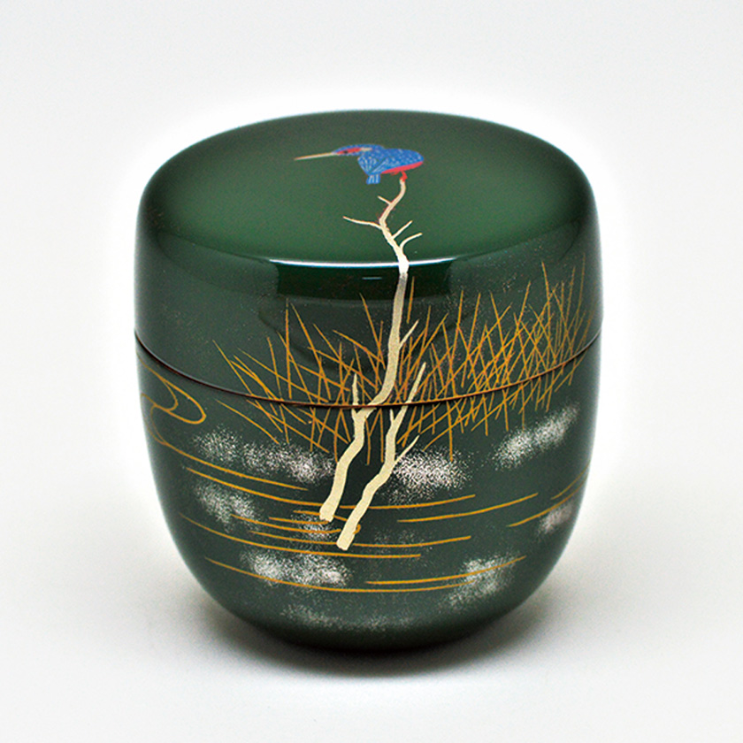 茶道具 茶器 溜塗 鳴子蒔絵 中棗 牧田芳祥 漆器 漆芸 抹茶 棗 共箱