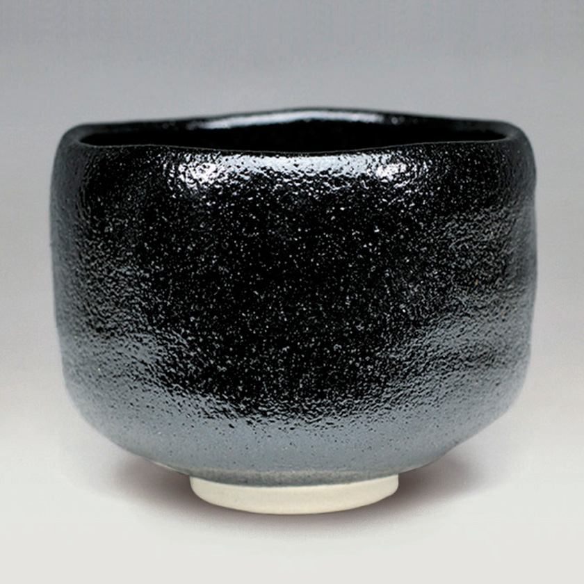 茶道具 黒楽茶碗 九行 在印(LC507) 茶道具 黒楽茶碗 九行 在