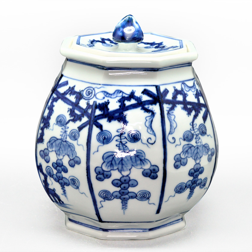 茶道具 水指（水差・みずさし） 水指 染付葡萄棚 景徳鎮 王懐英 | 千年