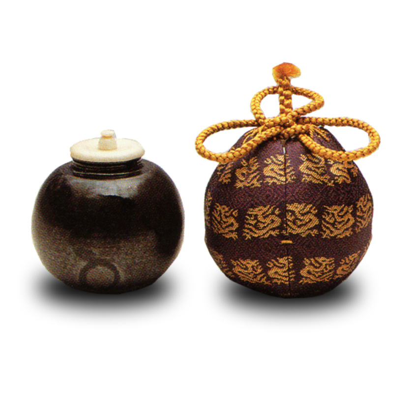 笹田有祥 京焼 模 京極茄子 茶入 緞子 西陣織 共箱 茶器 茶道具 唐