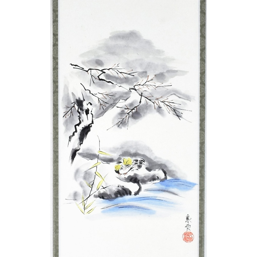茶道具 掛軸（かけじく） 軸一行 「水鳥に早梅」 象雲画 | 千年の香り