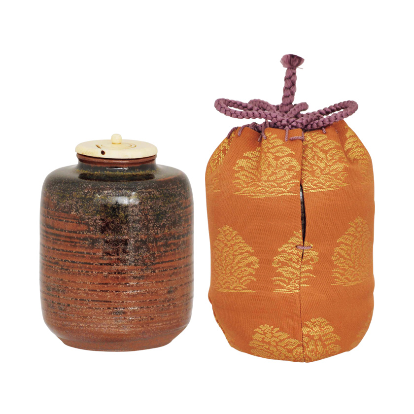 茶道具 松本鐡山作 古瀬戸 大名物 円乗坊写 茶入 仕覆付 共箱 V 8757