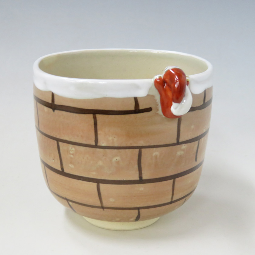 茶道具 抹茶茶碗（まっちゃちゃわん） 茶碗 色絵 煙突サンタ 東山 深山