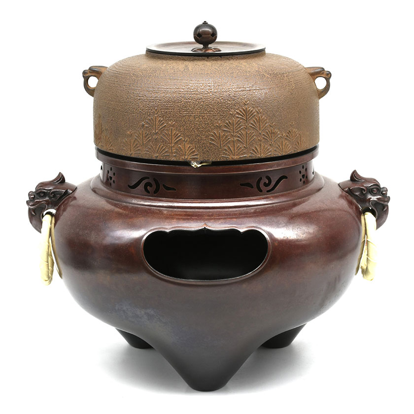 茶道具 風炉（ふろ） 若松釜添 唐銅鬼面風炉 大國 藤兵衛 | 千年の香り