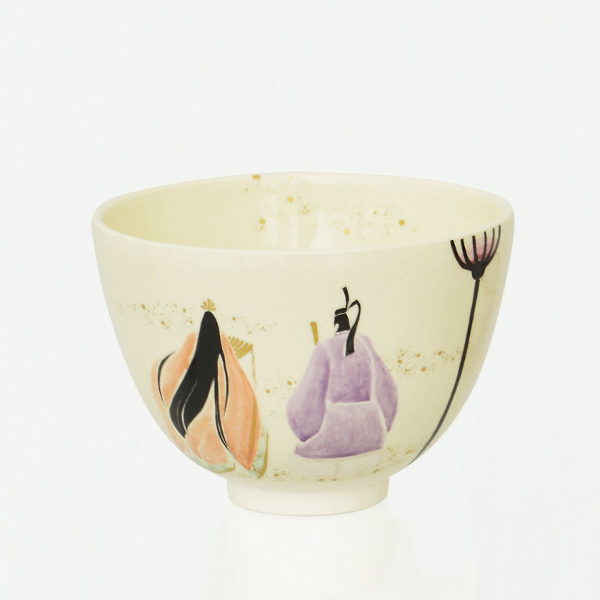 茶道具 抹茶茶碗（まっちゃちゃわん） 茶碗 色絵 立雛 今岡 三四郎